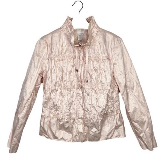 CHICO'S Pale Pink Gathered Full Zip Jacket  S/4 - Picture 15 of 16